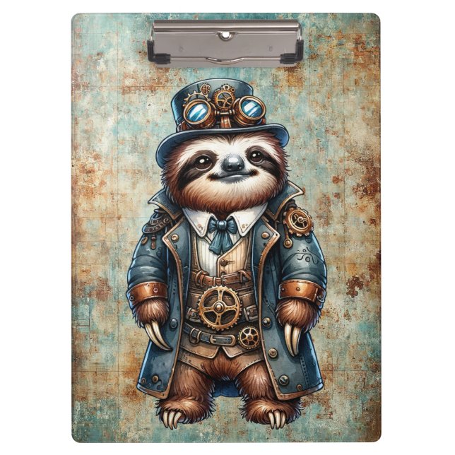 Steampunk Sloth Clipboard (Front)