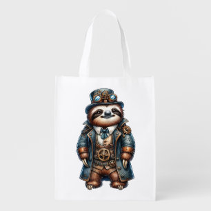 Steampunk Sloth  Grocery Bag