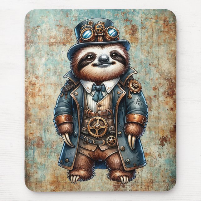 Steampunk Sloth Mouse Pad (Front)