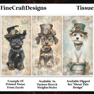 Steampunk Small Cute Dog Portraits DK9R Decoupage Tissue Paper