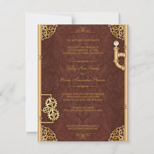 Steampunk Small Rectangular Invitation