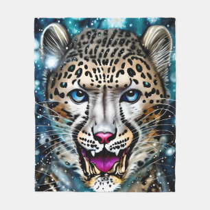 Steampunk Snow Leopard Fleece Blanket