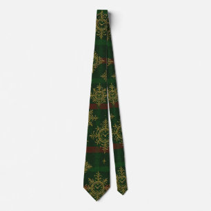 Steampunk Snowflake Red and Green Tartan Neck Tie