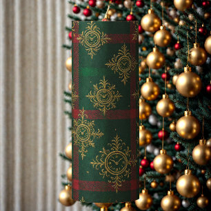 Steampunk Snowflake Red and Green Tartan Pillar Candle