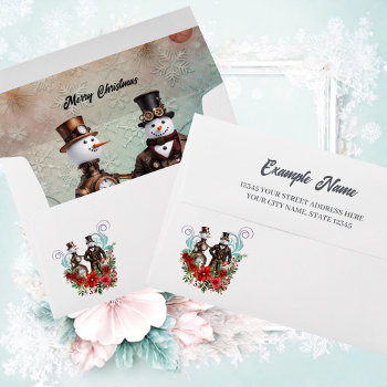Steampunk  Snowman And Steampunk Snowwoman Envelope by stylishdesign1 at Zazzle