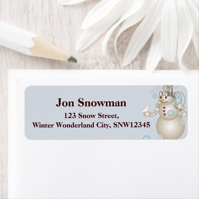 Steampunk Snowman Christmas Return Address