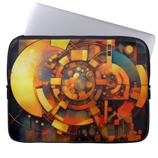 Steampunk Solar Mechanism Abstract Laptop Sleeve (Front)