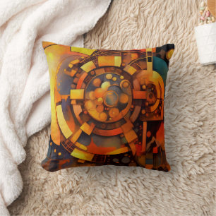 Steampunk Solar Mechanism Abstract Throw Pillow