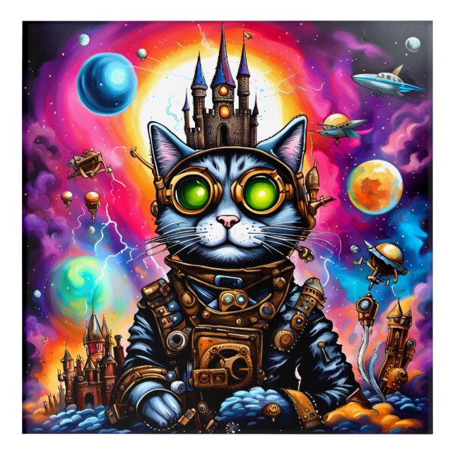 Steampunk Space Cat I Acrylic Print (Front)