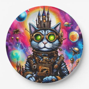 Steampunk Space Cat I Paper Plates