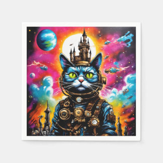Steampunk Space Cat II Napkins