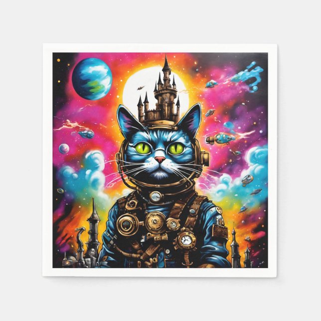 Steampunk Space Cat II Napkins (Front)