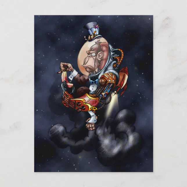Steampunk Space Chimp Postcard | Zazzle