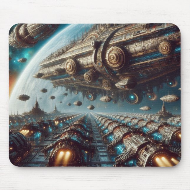 Steampunk Space Fleet Mouse Pad (Front)