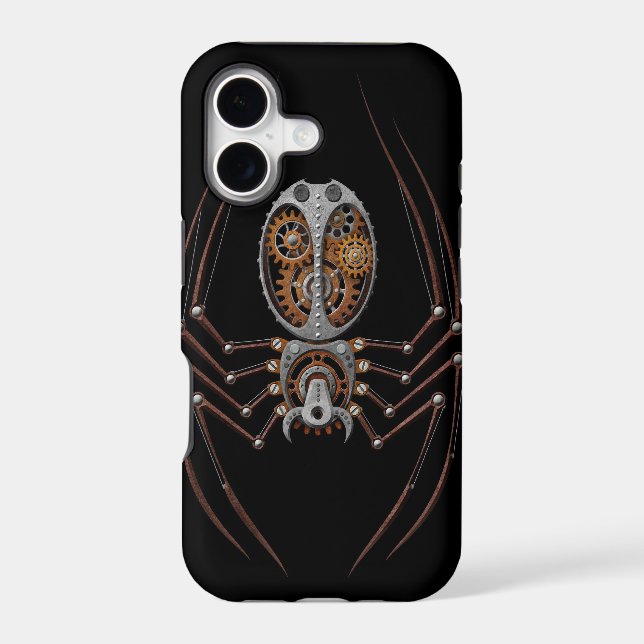 Steampunk Spider, black background Iphone Case (Back)