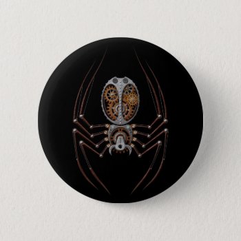 Steampunk Spider  Black Background Pinback Button by JeffBartels at Zazzle