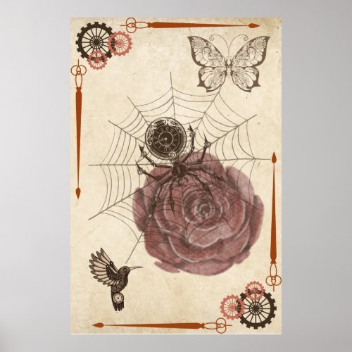 Steampunk Spider Net Poster