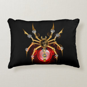 Steampunk spider on black accent pillow