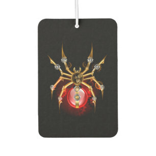 Steampunk spider on black air freshener