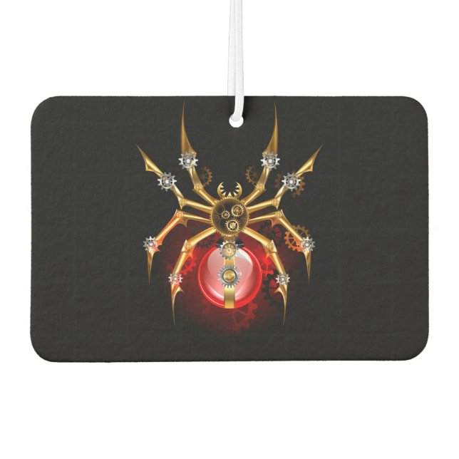 Steampunk spider on black air freshener (Front)