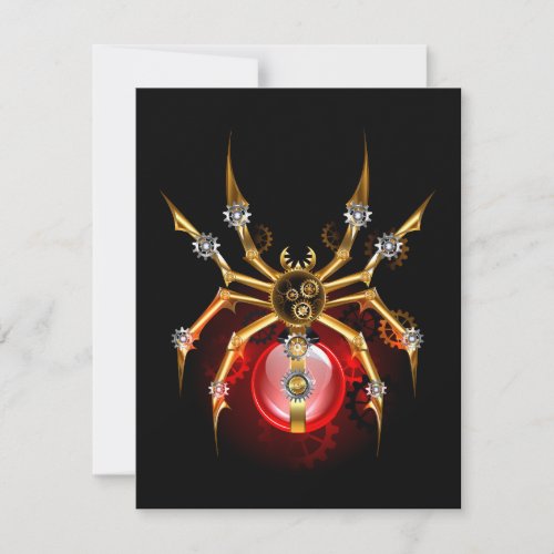 Steampunk spider on black announcement