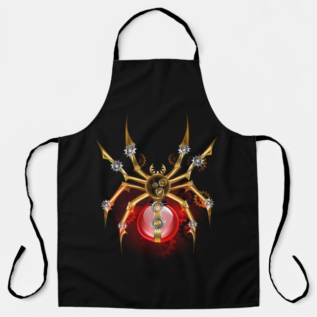Steampunk spider on black apron (Front)