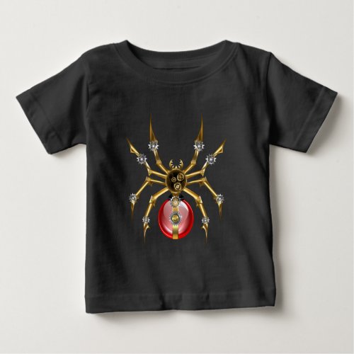 Steampunk spider on black baby T_Shirt