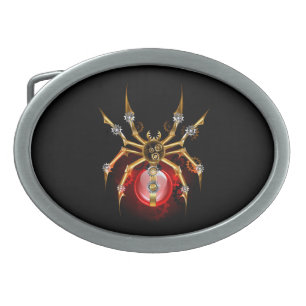 Steampunk spider on black belt buckle