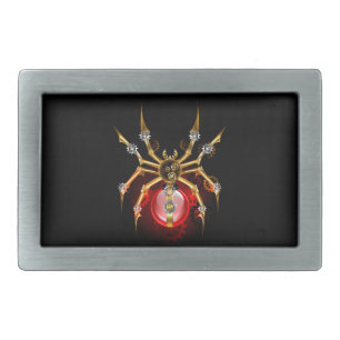 Steampunk spider on black belt buckle