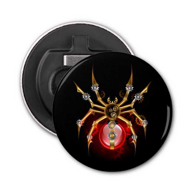 Steampunk spider on black bottle opener (Front)