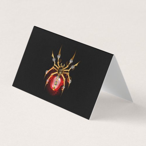 Steampunk spider on black business card