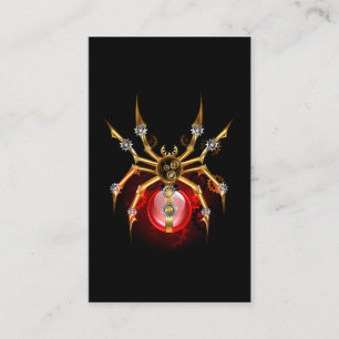 Steampunk spider on black business card