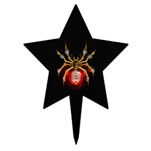 Steampunk spider on black cake topper