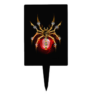 Steampunk spider on black cake topper