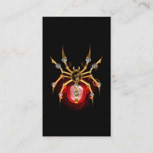 Steampunk spider on black calling card