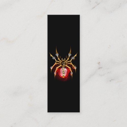 Steampunk spider on black calling card