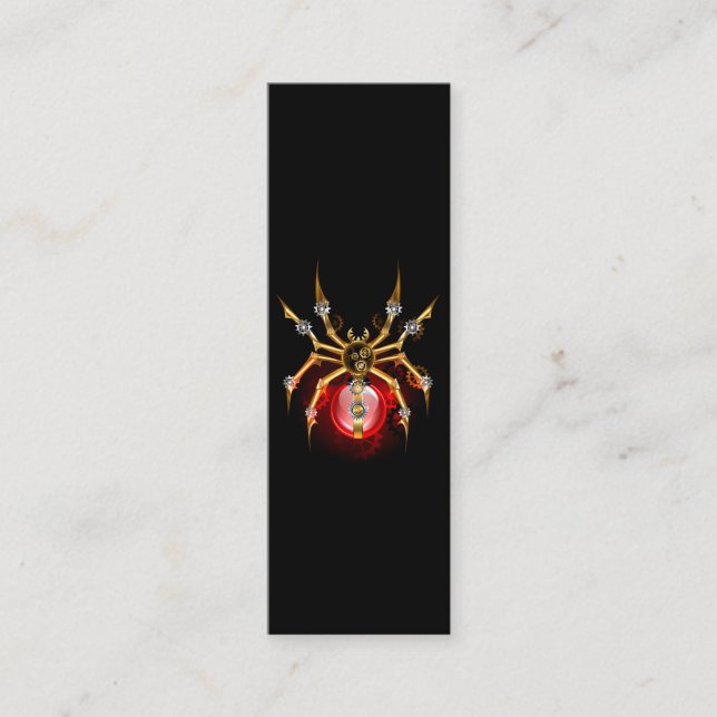 Steampunk spider on black calling card (Front)
