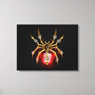 Steampunk spider on black canvas print