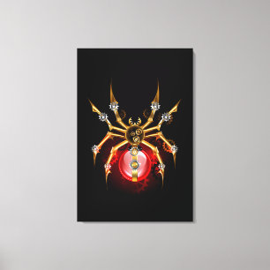 Steampunk spider on black canvas print
