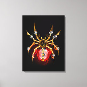 Steampunk spider on black canvas print