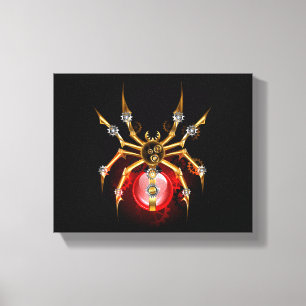 Steampunk spider on black canvas print