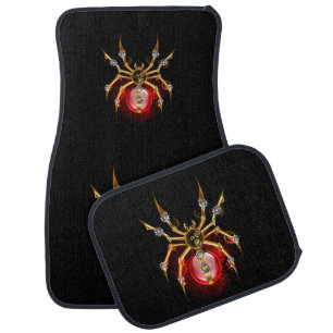 Steampunk spider on black car floor mat