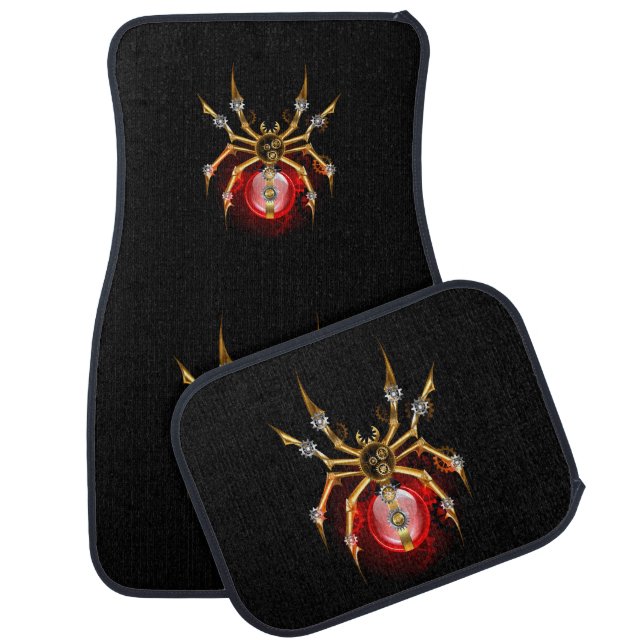 Steampunk spider on black car floor mat (Set)