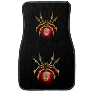Steampunk spider on black car floor mat