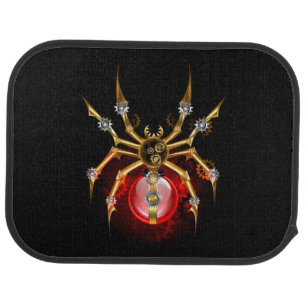 Steampunk spider on black car floor mat