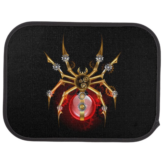 Steampunk spider on black car floor mat (Rear)