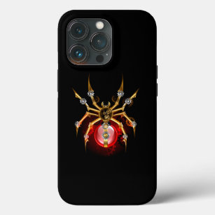 Steampunk spider on black iPhone 13 pro case