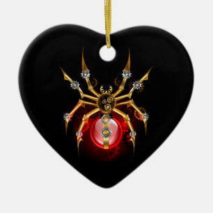 Steampunk spider on black ceramic ornament