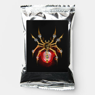 Steampunk spider on black coffee drink mix