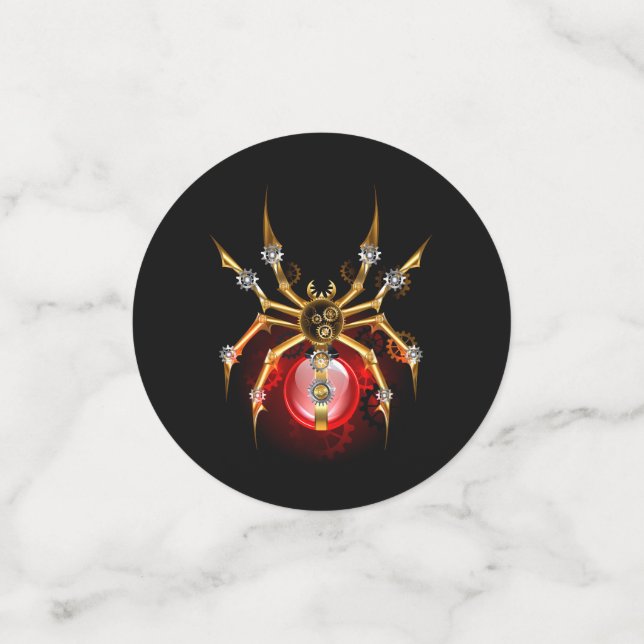 Steampunk spider on black confetti (Small Front)